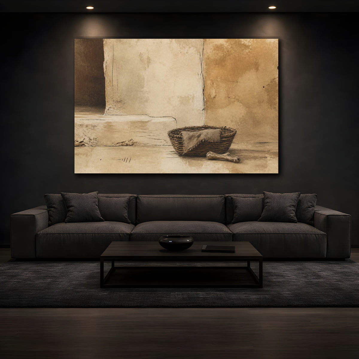 Mockup 3. Wabi Sabi Basket Study shown as canvas print
