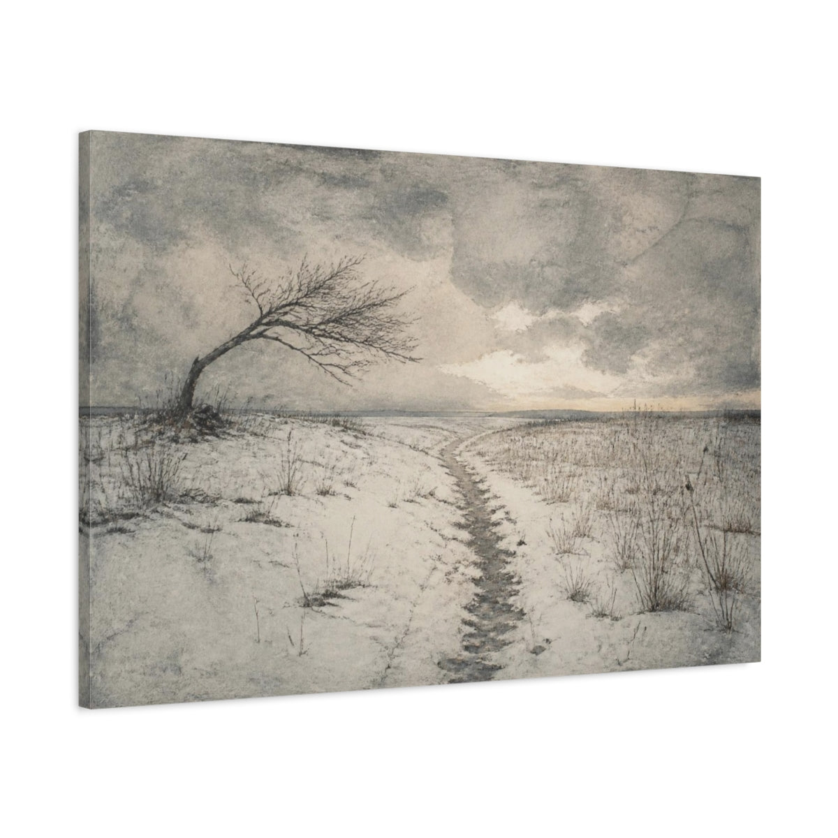 Main Mockup. Wabi Sabi Bent Tree shown as canvas print