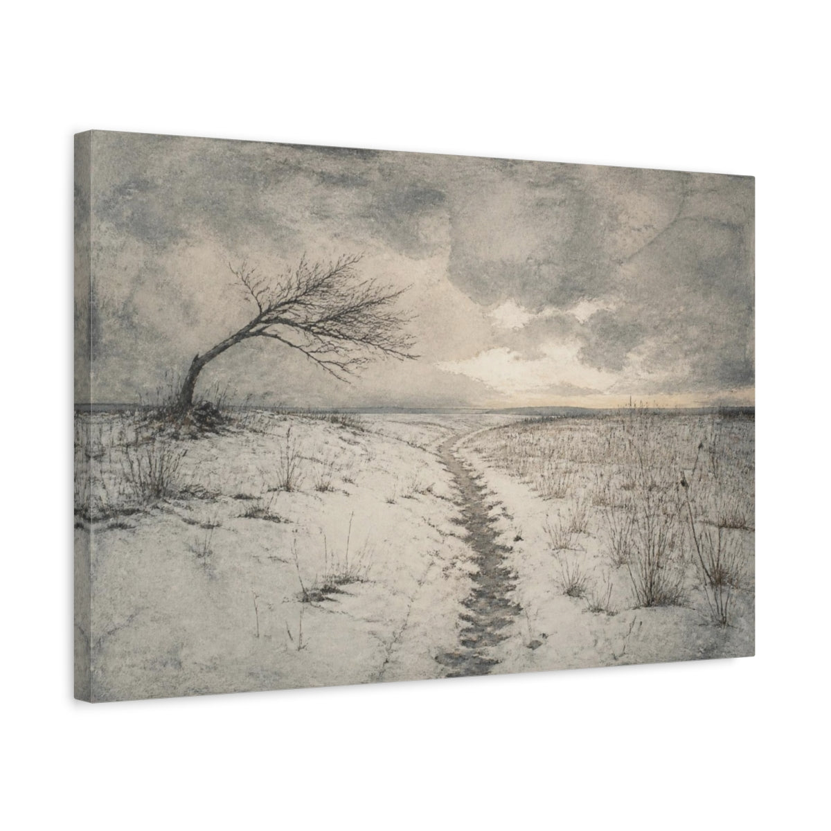 Side Mockup 3. Wabi Sabi Bent Tree shown as canvas print