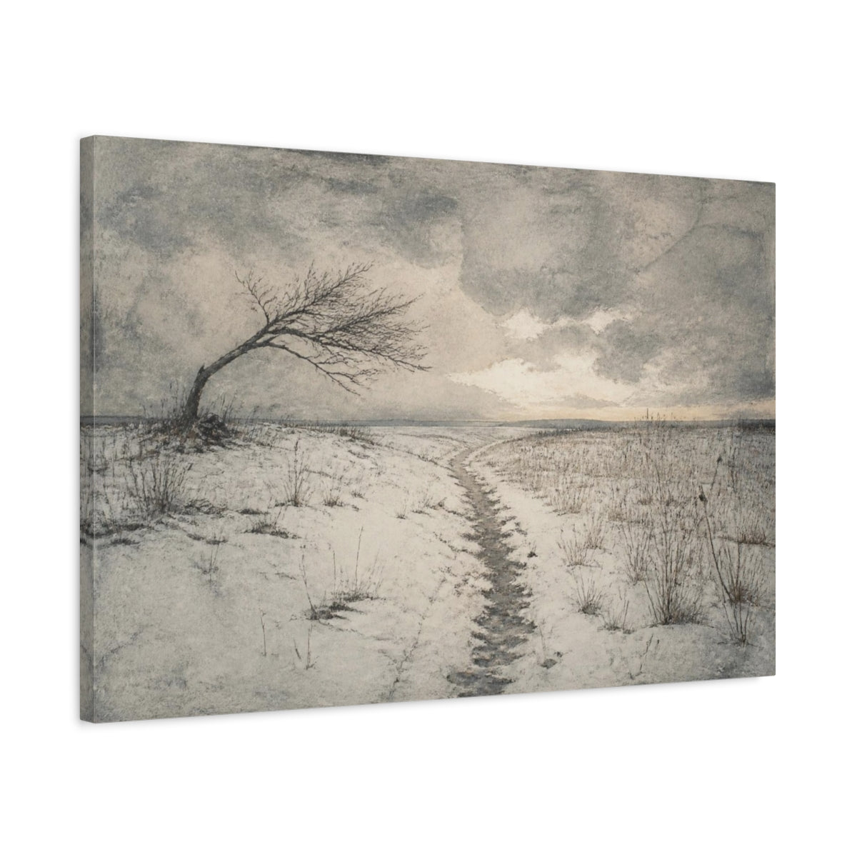 Side Mockup 2. Wabi Sabi Bent Tree shown as canvas print