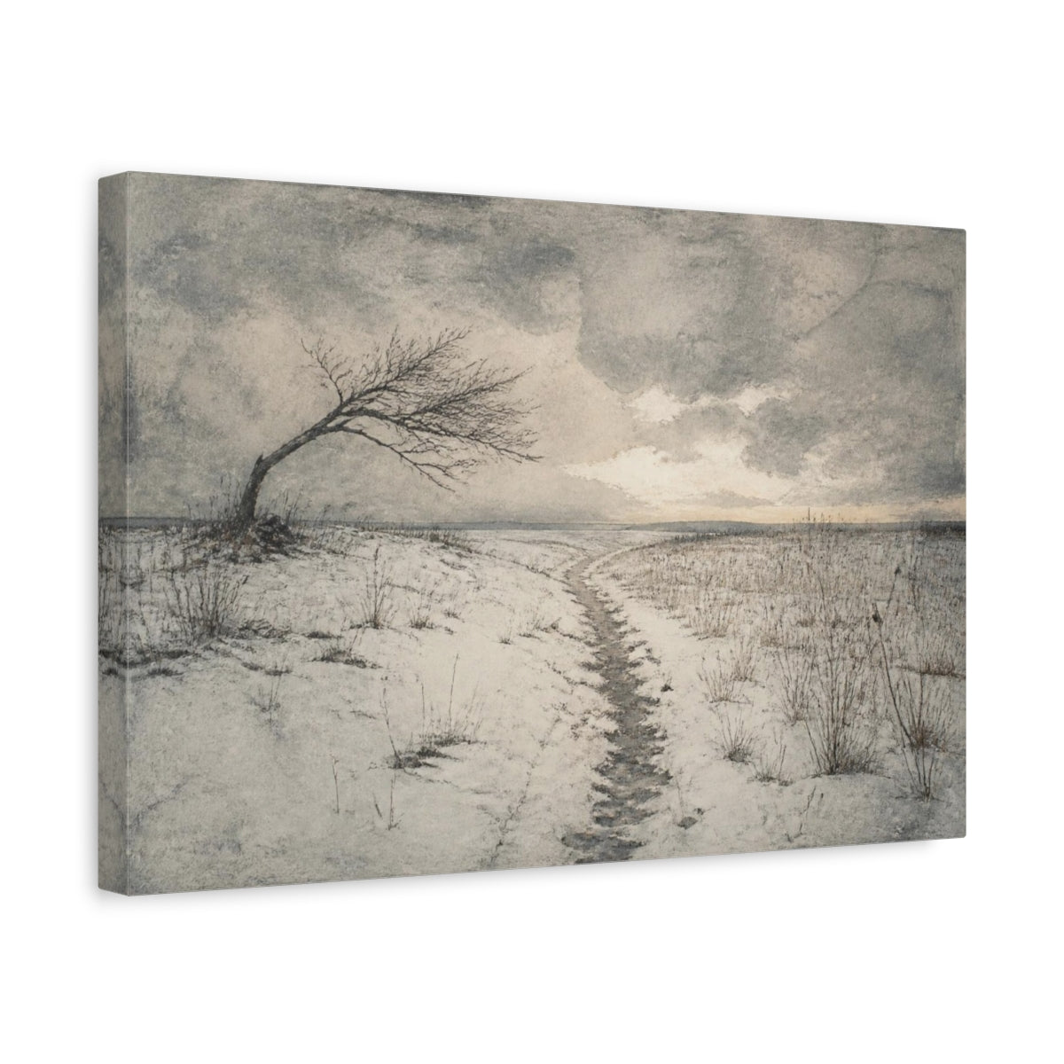 Side Mockup 4. Wabi Sabi Bent Tree shown as canvas print