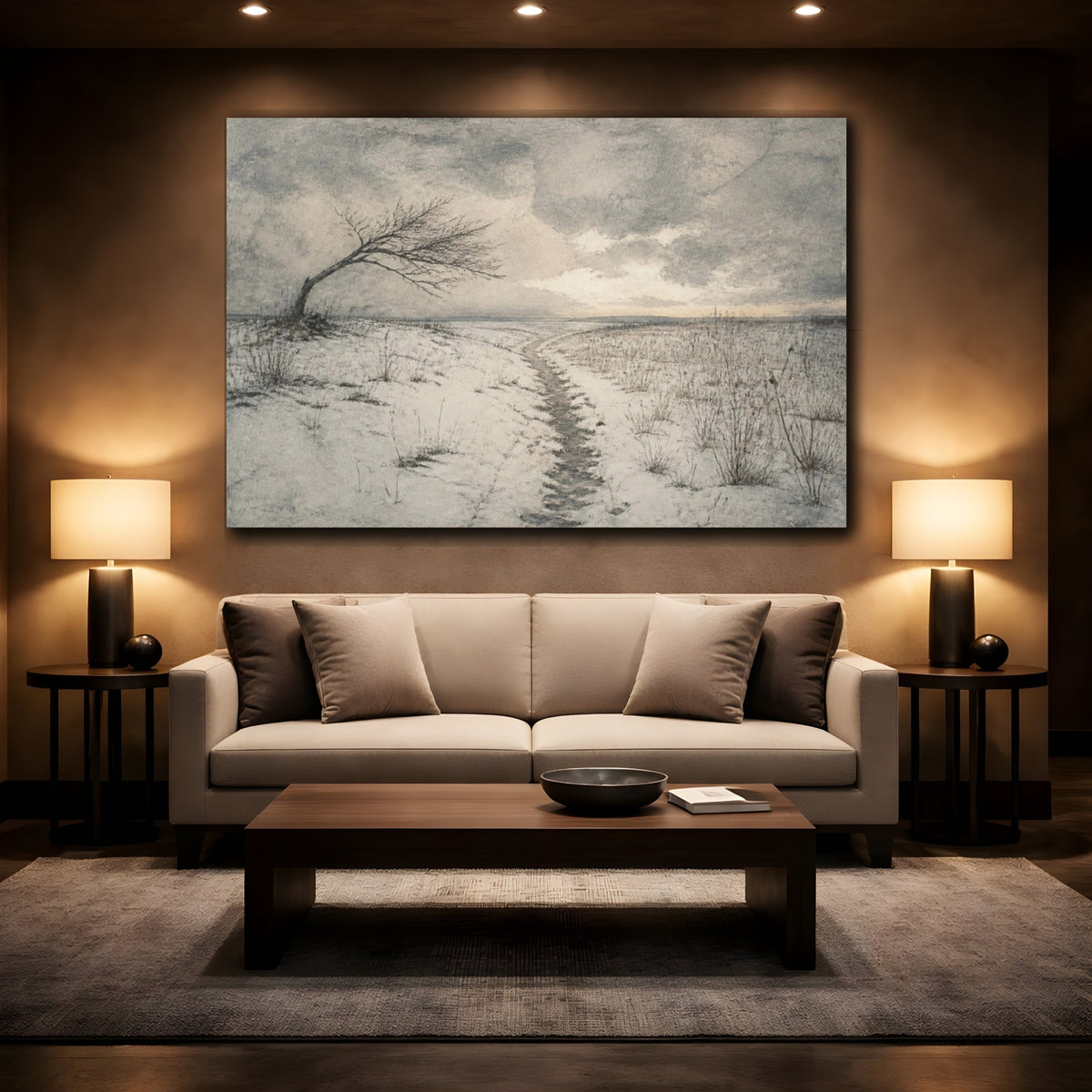 Mockup 2. Wabi Sabi Bent Tree shown as canvas print