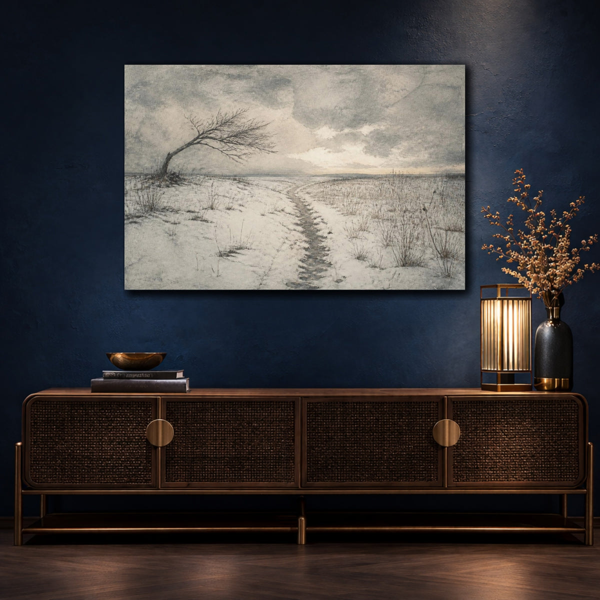 Mockup 4. Wabi Sabi Bent Tree shown as canvas print