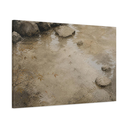 Main Mockup. Wabi-Sabi Bird Tracks shown as canvas print