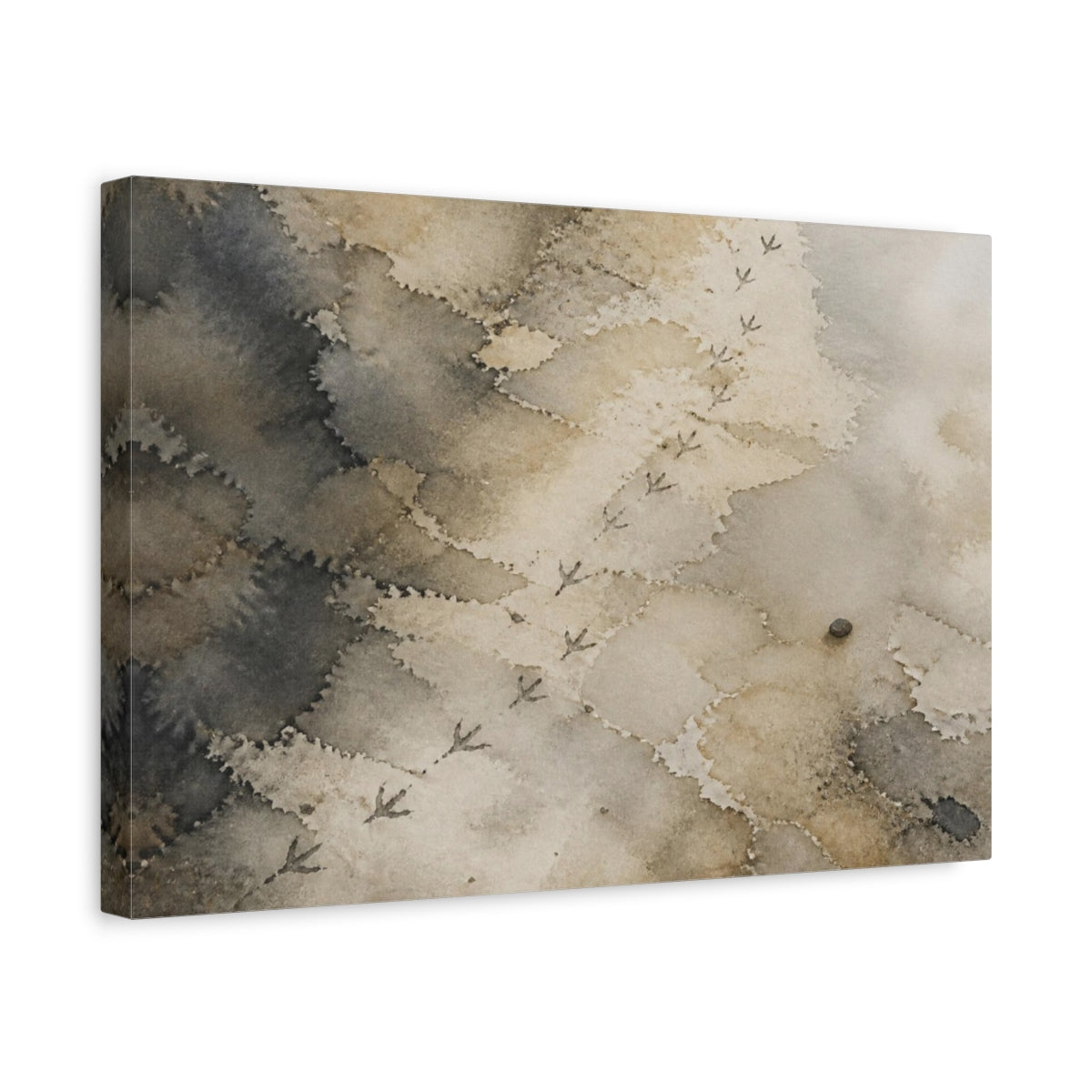 Side Mockup 4. Wabi Sabi Bird Tracks shown as canvas print