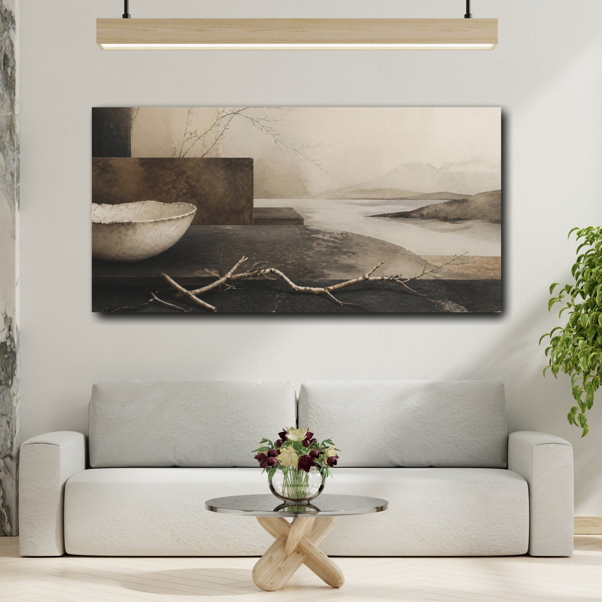 Mockup 2. Wabi Sabi Branch Still Life shown as canvas print