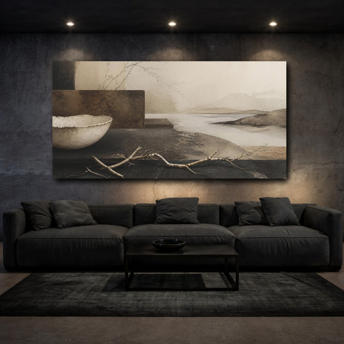 Mockup 3. Wabi Sabi Branch Still Life shown as canvas print