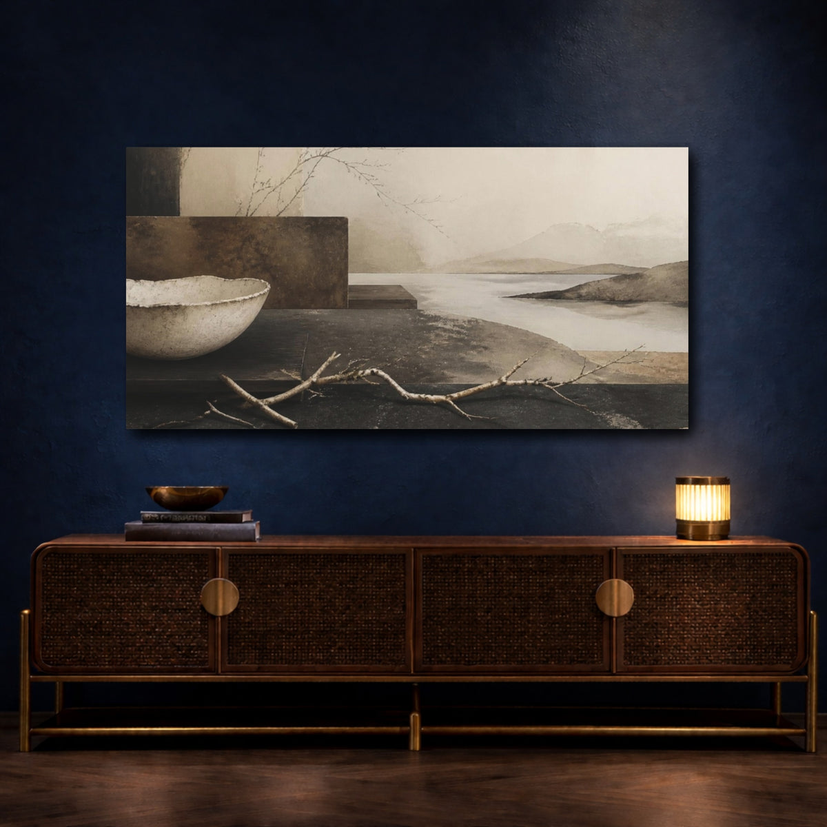 Mockup 4. Wabi Sabi Branch Still Life shown as canvas print