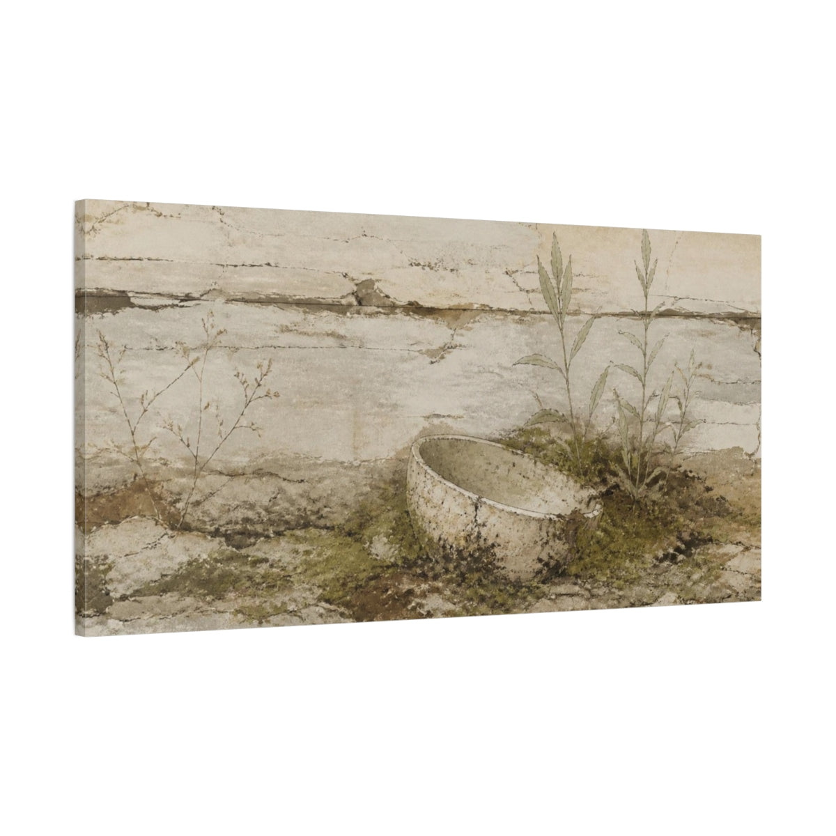 Main Mockup. Wabi Sabi Buried Bowl shown as canvas print