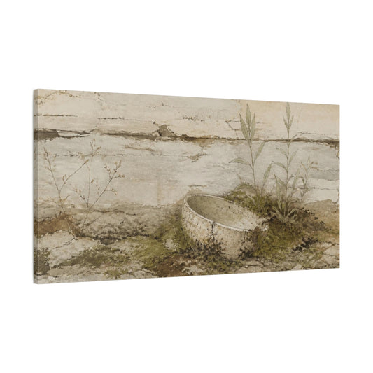 Main Mockup. Wabi Sabi Buried Bowl shown as canvas print