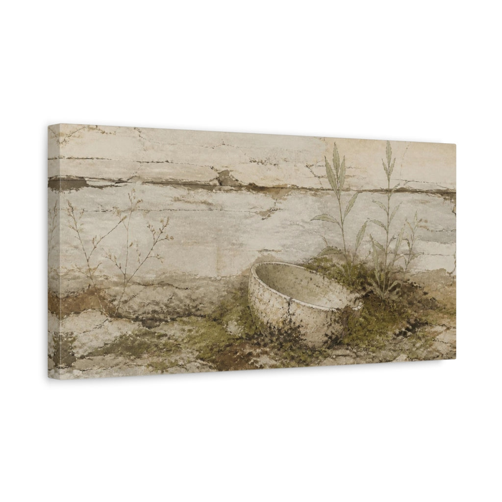 Side Mockup 3. Wabi Sabi Buried Bowl shown as canvas print