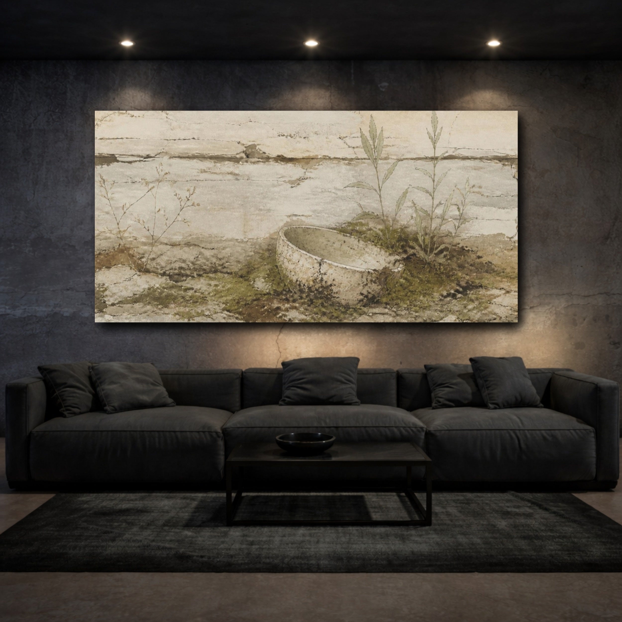 Mockup 3. Wabi Sabi Buried Bowl shown as canvas print