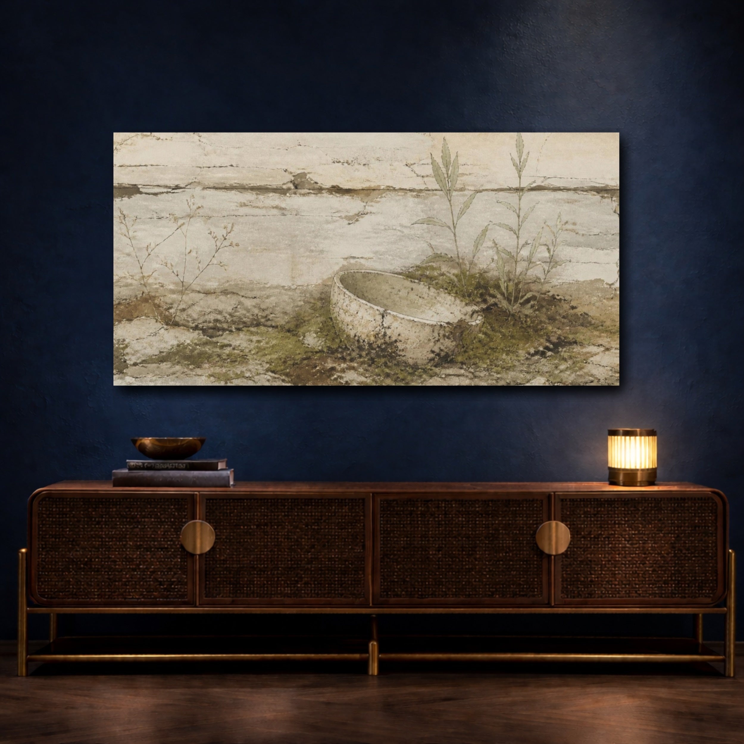Mockup 4. Wabi Sabi Buried Bowl shown as canvas print