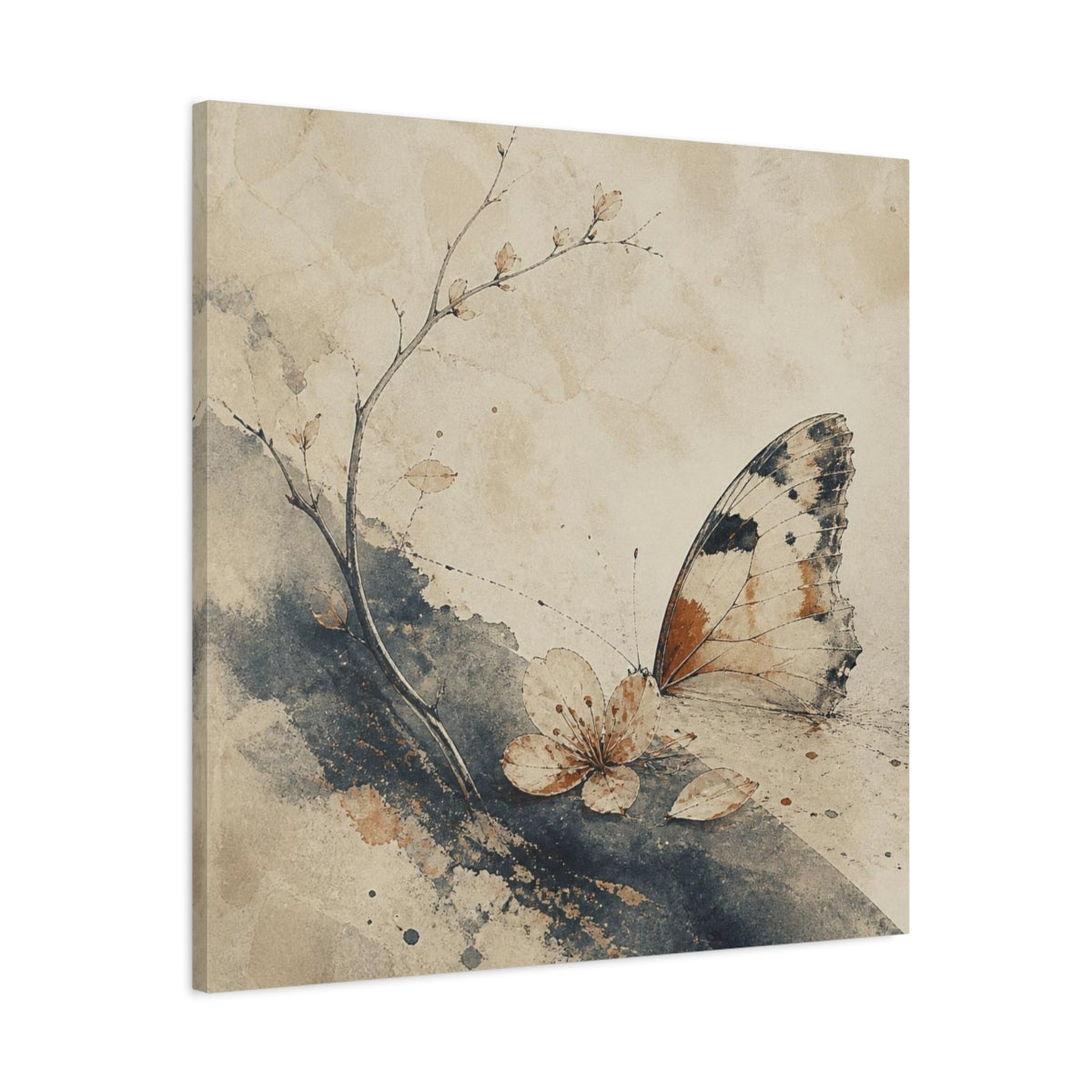 Side Mockup 3. Wabi Sabi Butterfly Blossom shown as canvas print