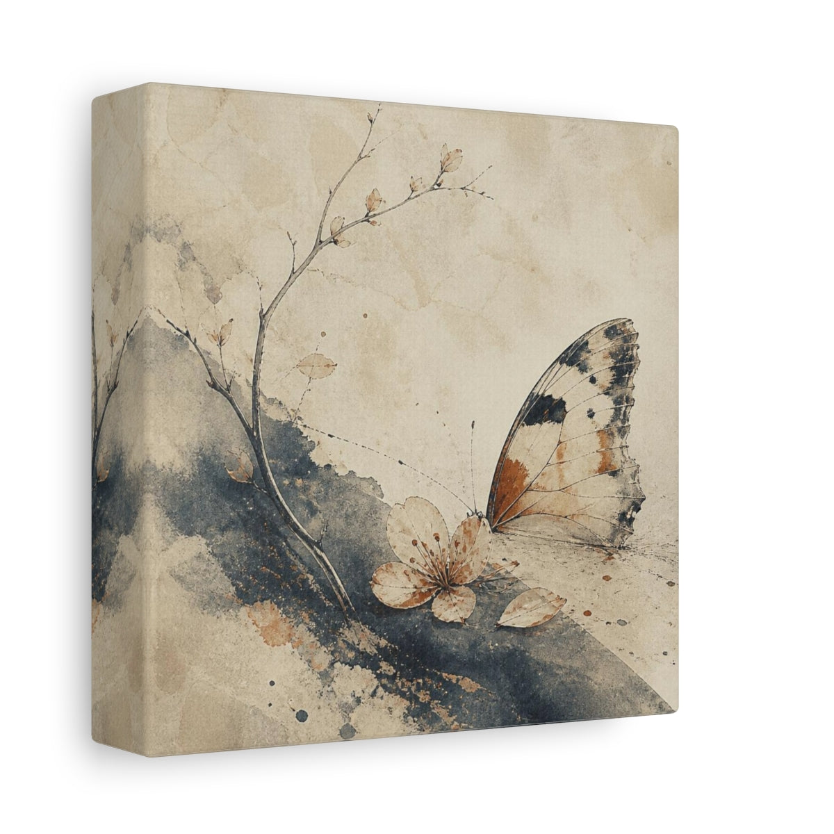 Side Mockup 2. Wabi Sabi Butterfly Blossom shown as canvas print