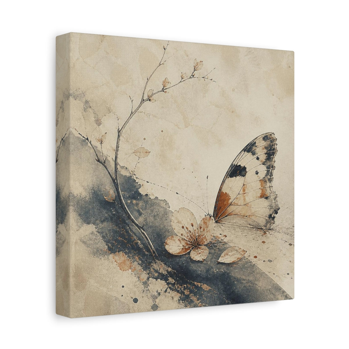 Side Mockup 9. Wabi Sabi Butterfly Blossom shown as canvas print