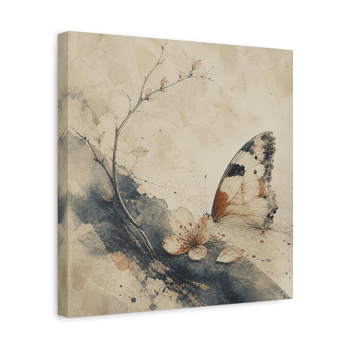 Side Mockup 7. Wabi Sabi Butterfly Blossom shown as canvas print