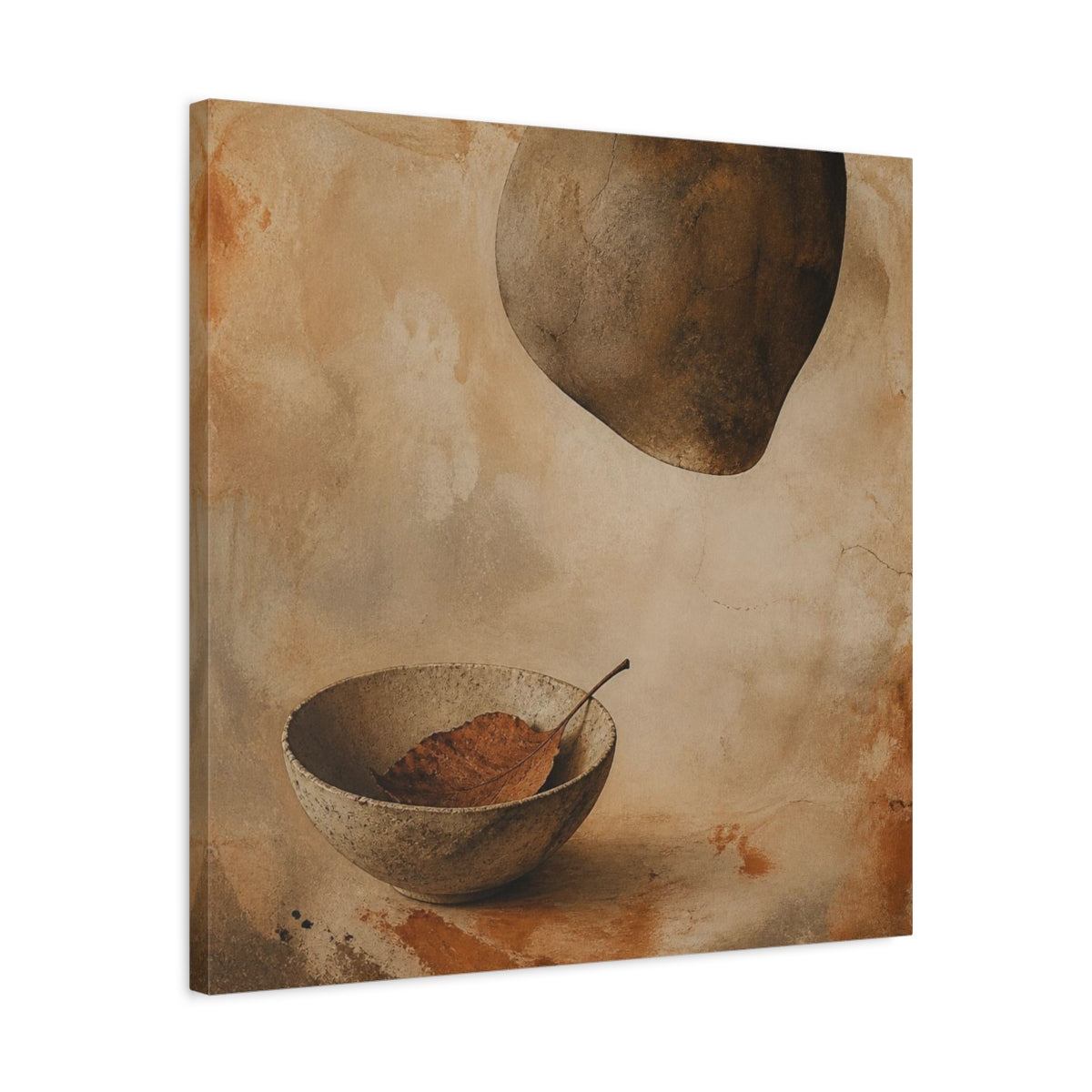 Side Mockup 4. Wabi Sabi Ceramic Bowl shown as canvas print