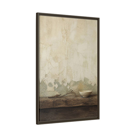 Main Mockup. Wabi Sabi Ceramic Bowl shown as framed canvas print
