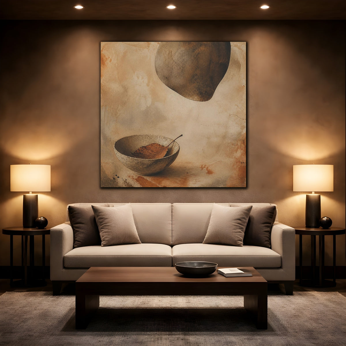 Mockup 2. Wabi Sabi Ceramic Bowl shown as canvas print