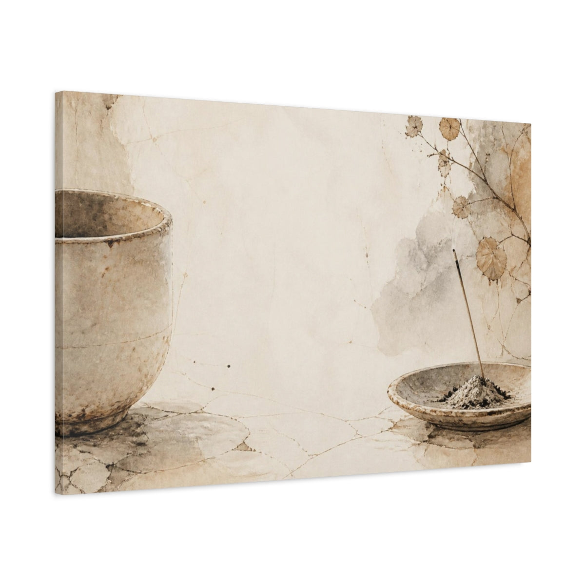 Main Mockup. Wabi Sabi Ceramic Cup shown as canvas print