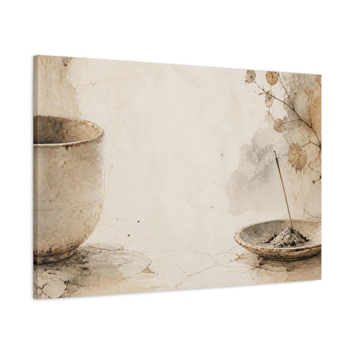 Main Mockup. Wabi Sabi Ceramic Cup shown as canvas print
