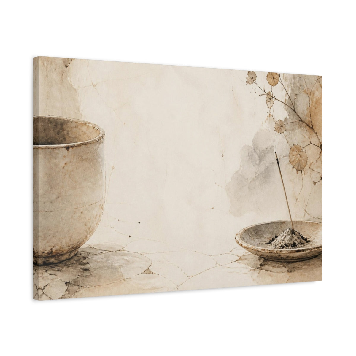 Side Mockup 2. Wabi Sabi Ceramic Cup shown as canvas print