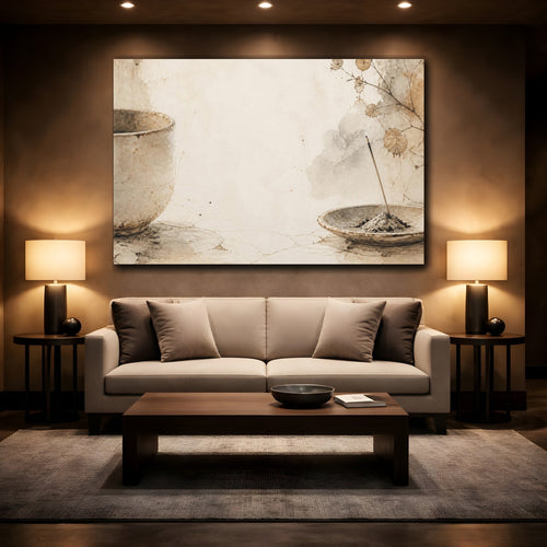 Mockup 2. Wabi Sabi Ceramic Cup shown as canvas print