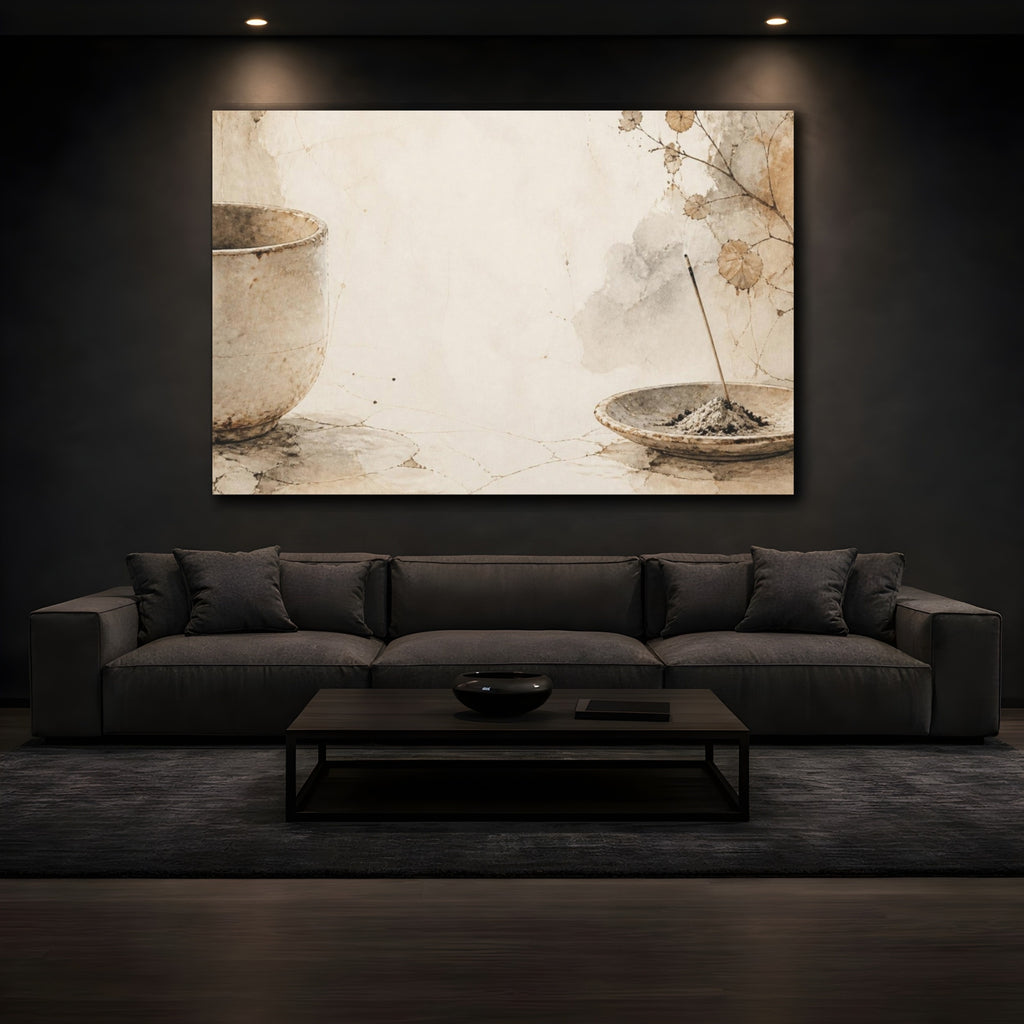 Mockup 3. Wabi Sabi Ceramic Cup shown as canvas print