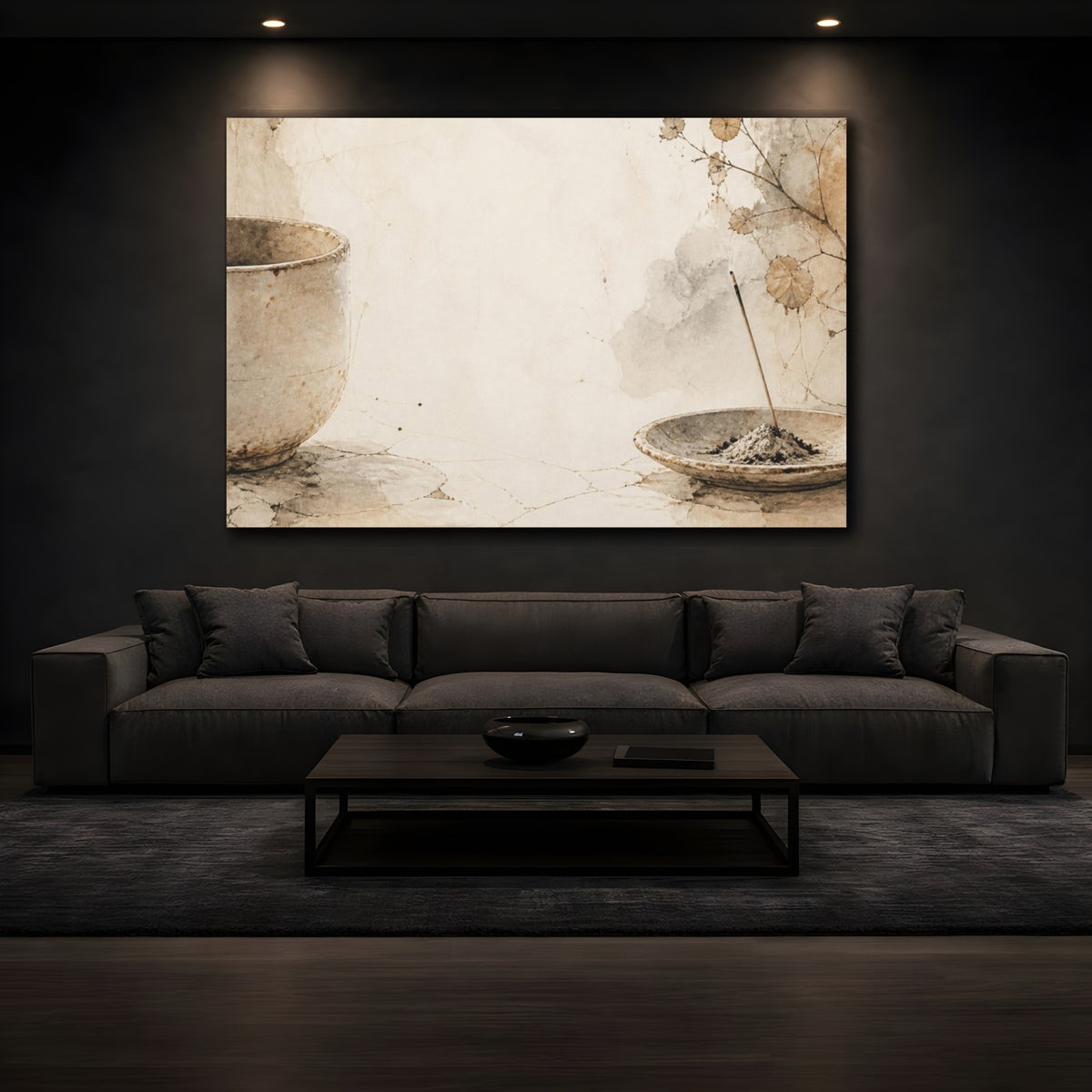 Mockup 3. Wabi Sabi Ceramic Cup shown as canvas print