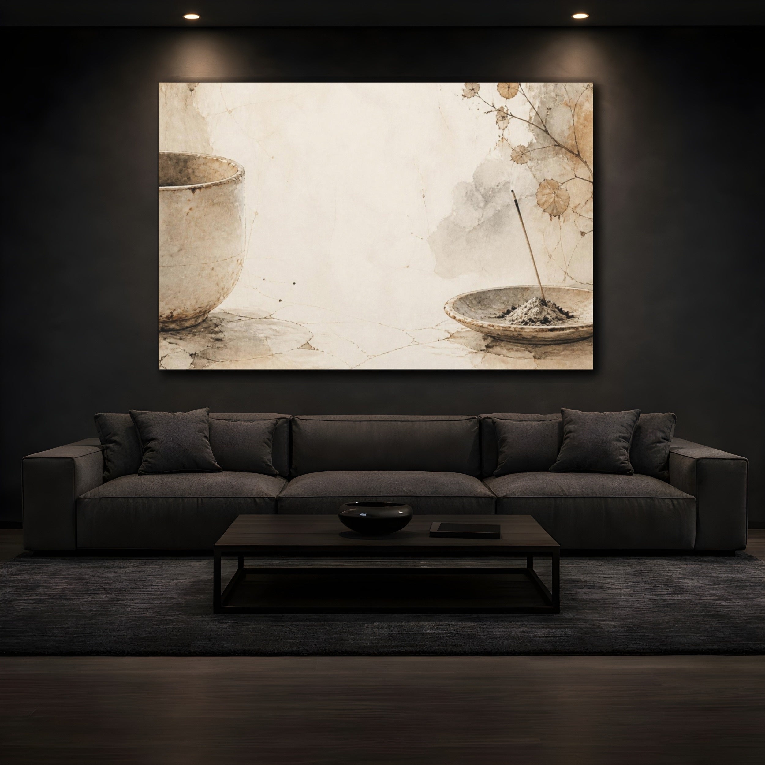 Mockup 3. Wabi Sabi Ceramic Cup shown as canvas print