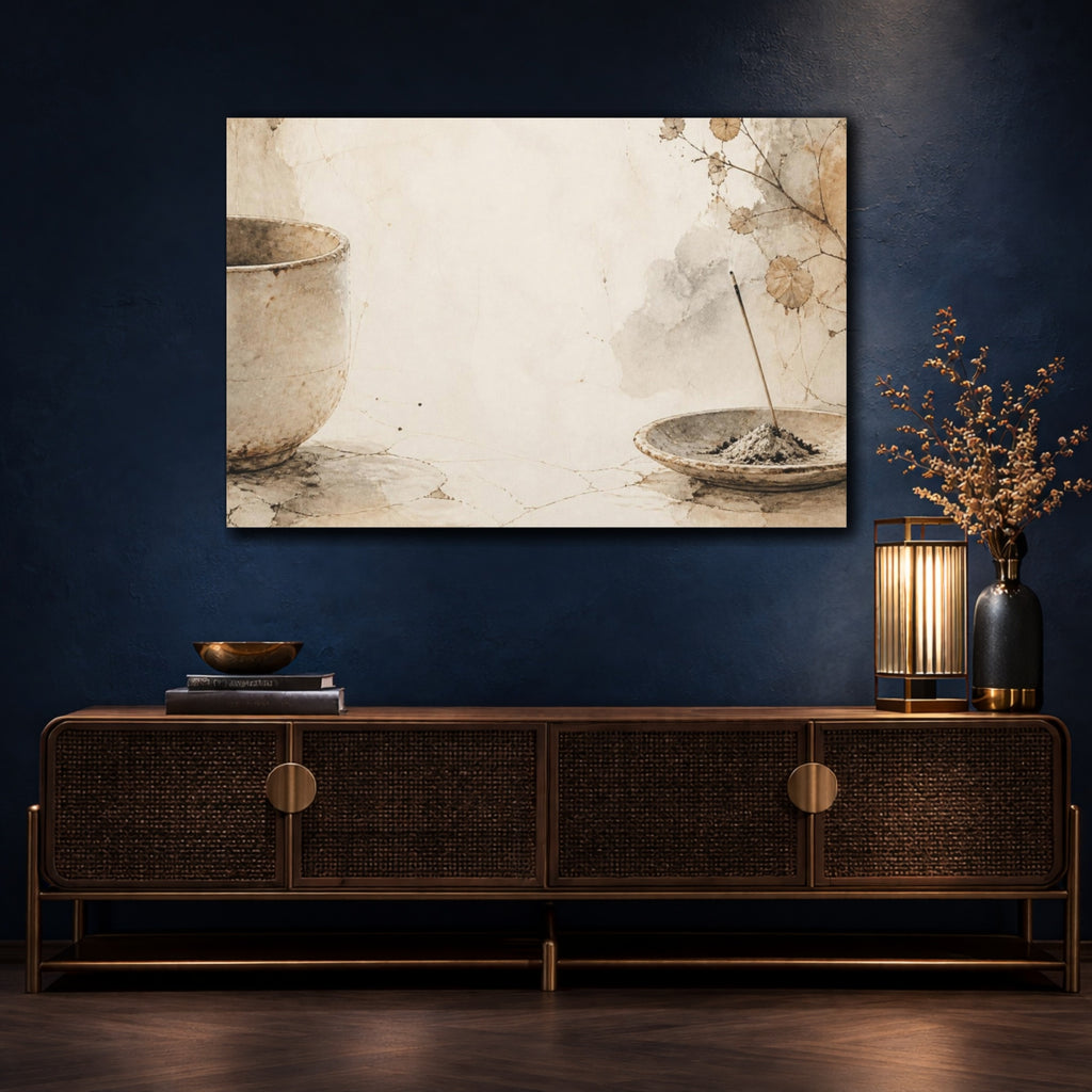 Mockup 4. Wabi Sabi Ceramic Cup shown as canvas print