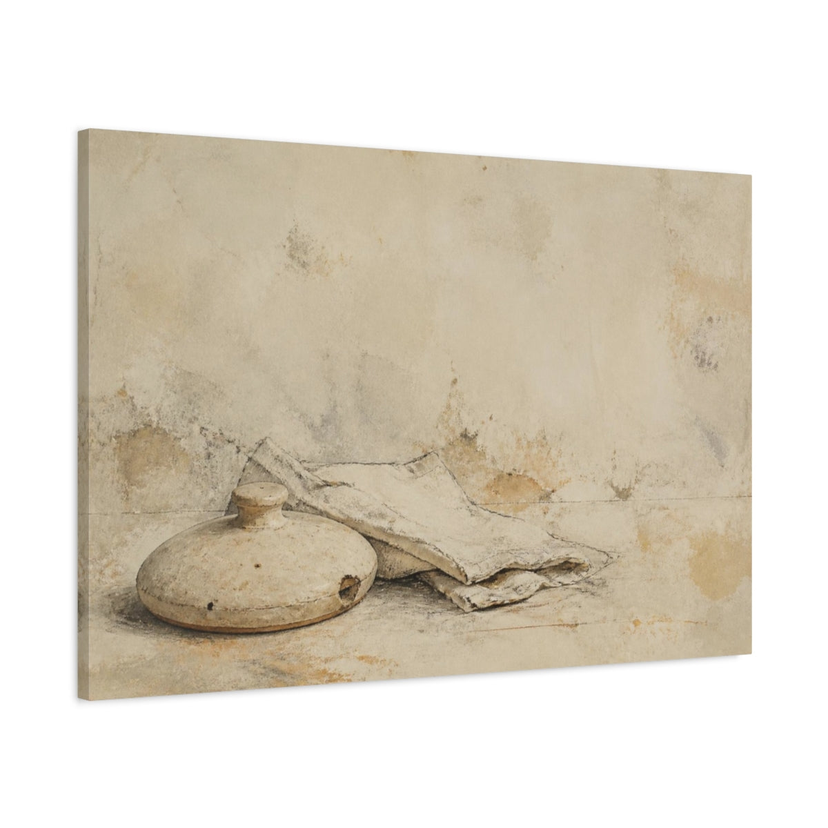 Main Mockup. Wabi Sabi Ceramic Lid shown as canvas print