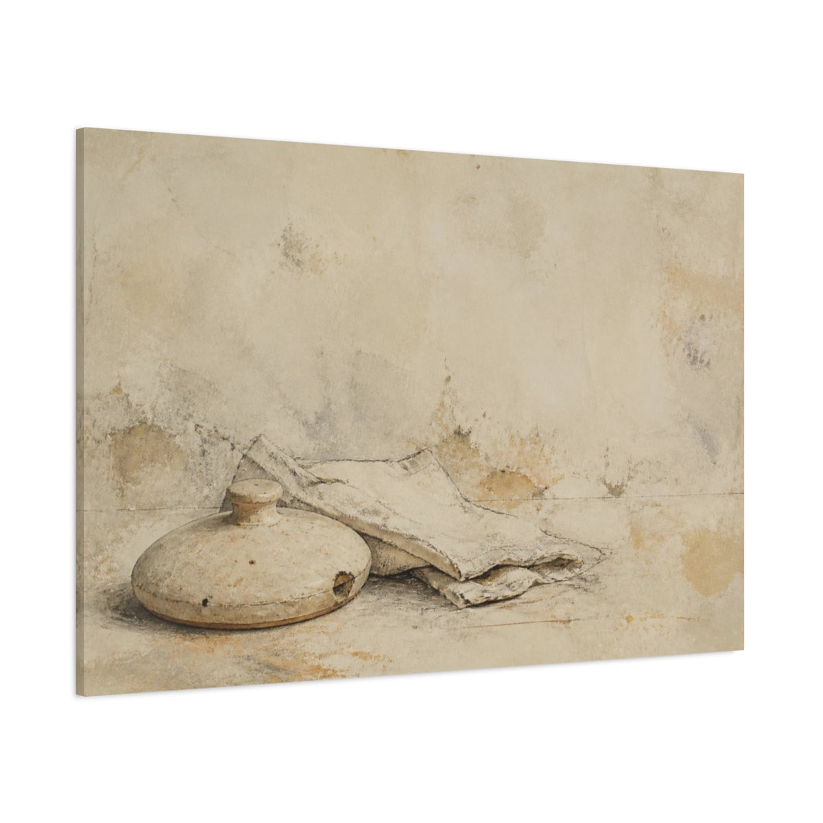 Side Mockup 1. Wabi Sabi Ceramic Lid shown as canvas print
