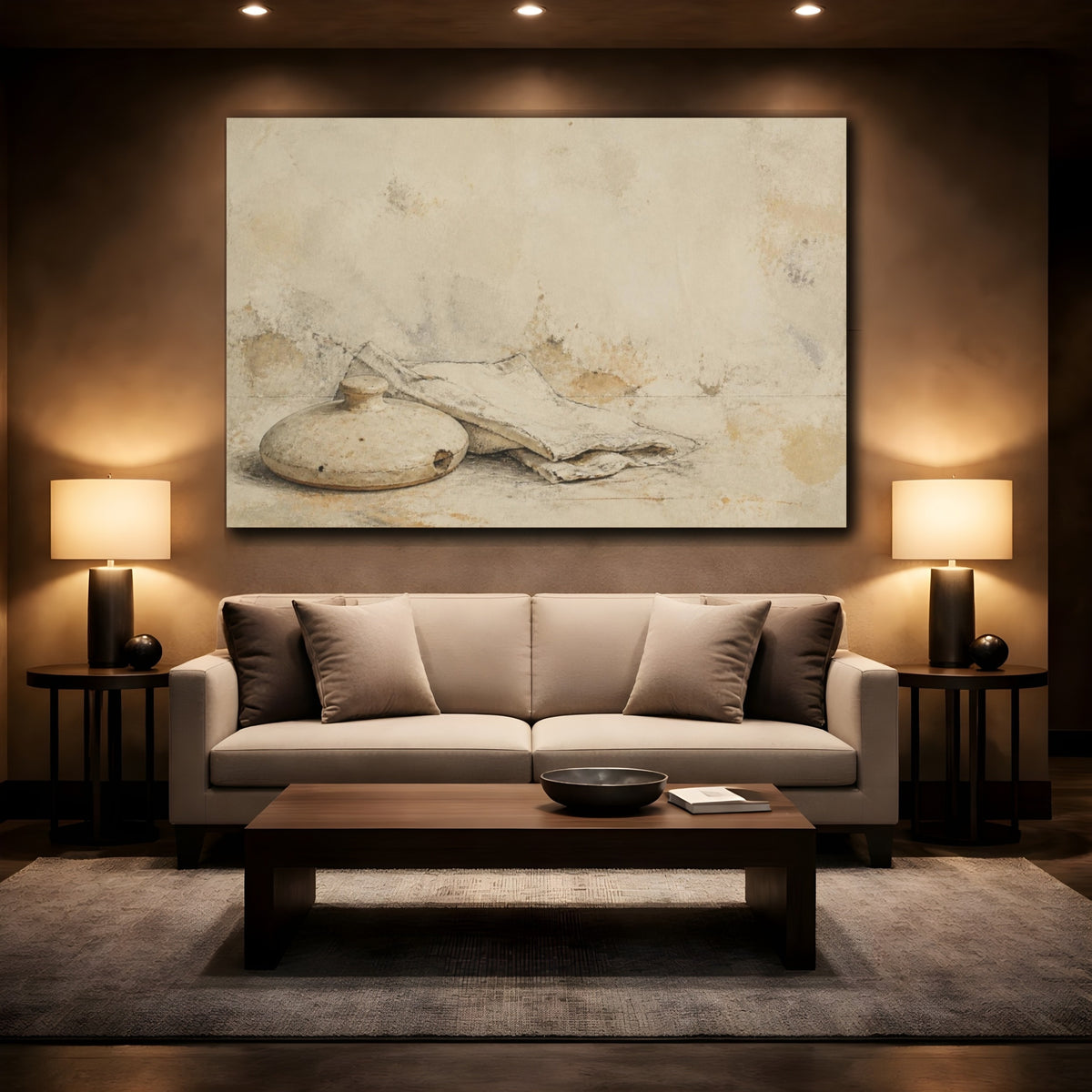 Mockup 2. Wabi Sabi Ceramic Lid shown as canvas print
