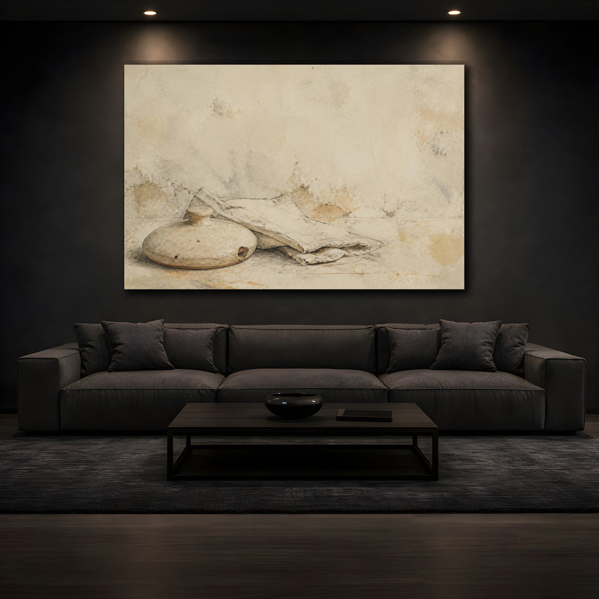 Mockup 3. Wabi Sabi Ceramic Lid shown as canvas print
