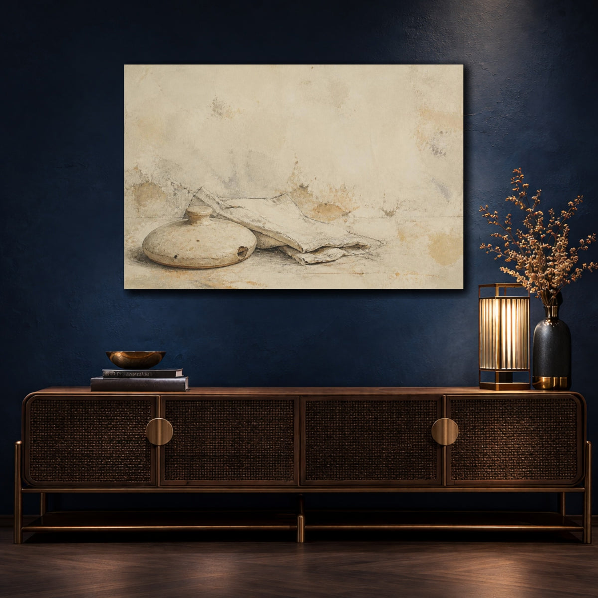 Mockup 4. Wabi Sabi Ceramic Lid shown as canvas print
