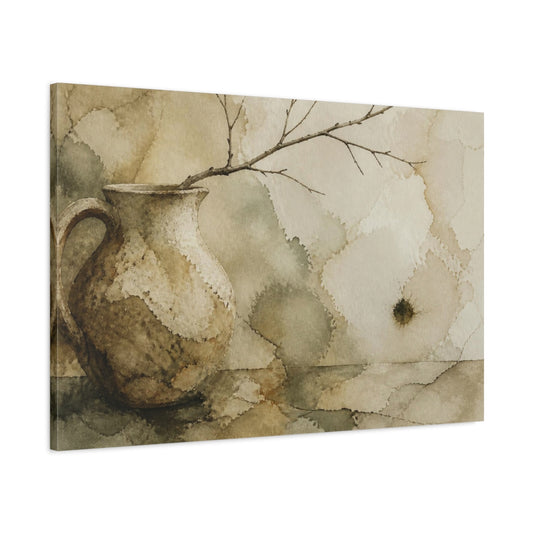Main Mockup. Wabi Sabi Ceramic Pitcher shown as canvas print