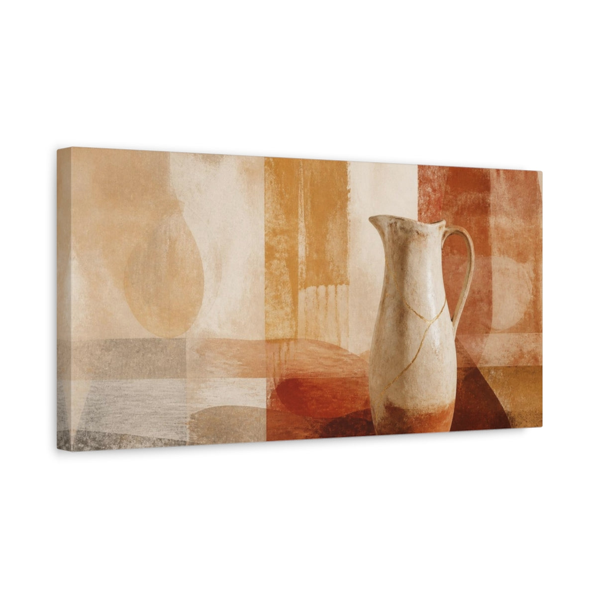 Side Mockup 3. Wabi Sabi Ceramic Pitcher shown as canvas print