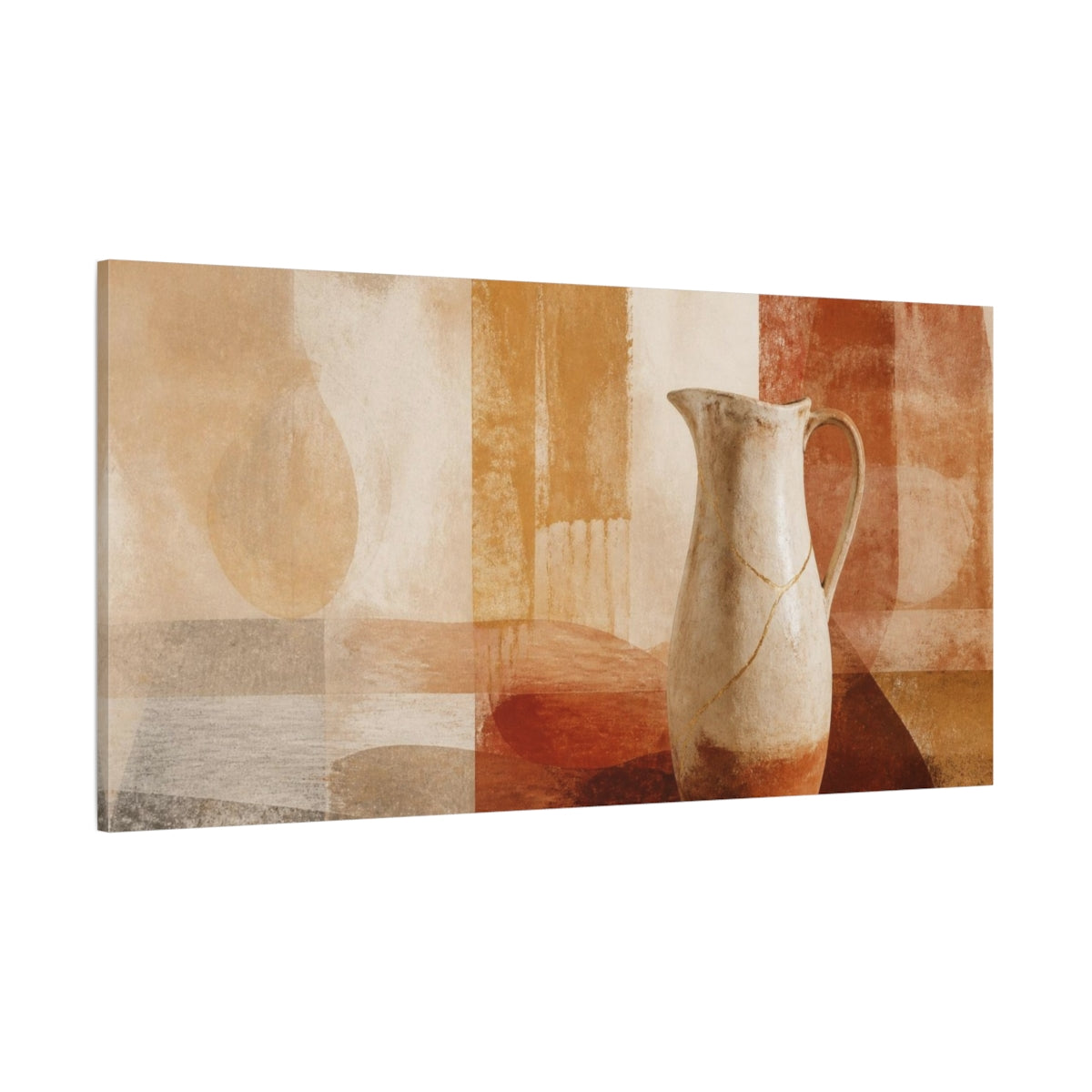 Side Mockup 2. Wabi Sabi Ceramic Pitcher shown as canvas print