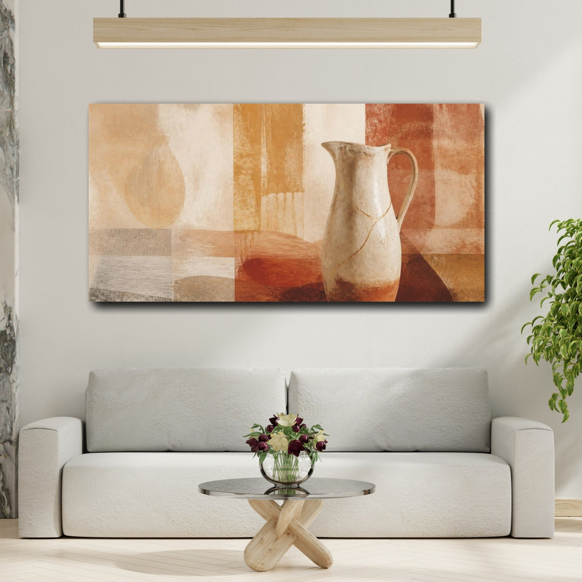 Mockup 2. Wabi Sabi Ceramic Pitcher shown as canvas print