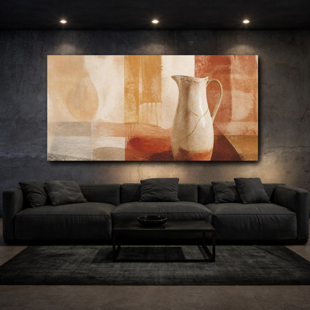 Mockup 3. Wabi Sabi Ceramic Pitcher shown as canvas print