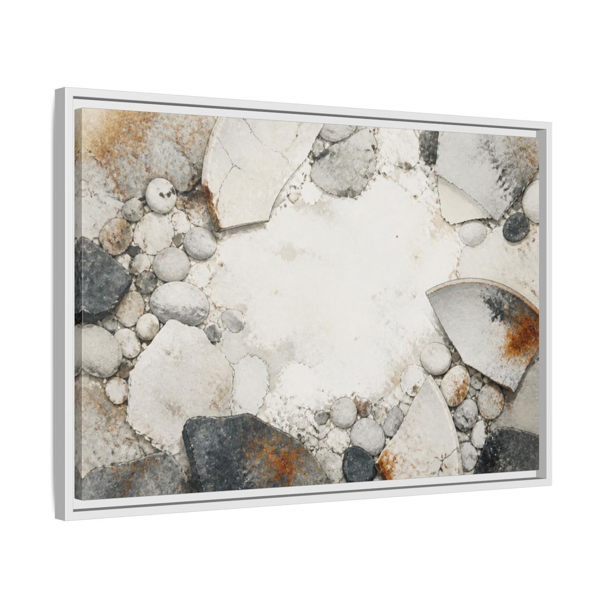 Side Mockup 10. Wabi Sabi Ceramic Shard shown as framed canvas print