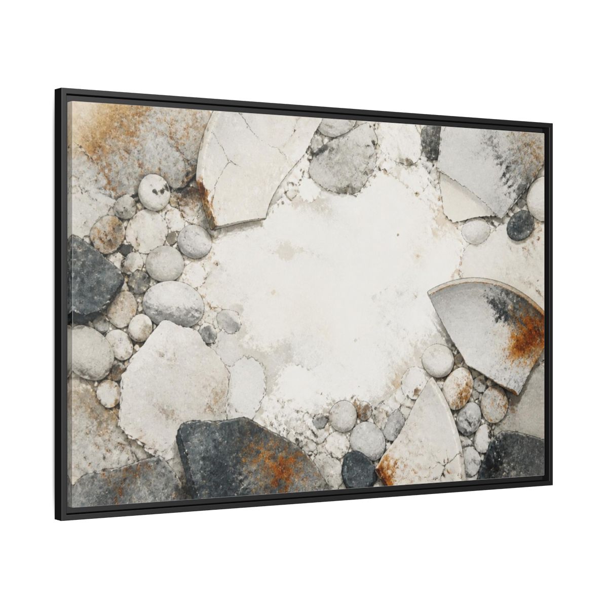 Side Mockup 12. Wabi Sabi Ceramic Shard shown as framed canvas print