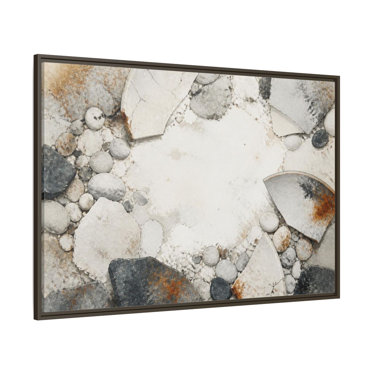 Side Mockup 8. Wabi Sabi Ceramic Shard shown as framed canvas print