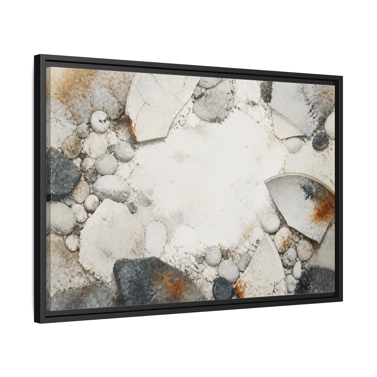 Side Mockup 14. Wabi Sabi Ceramic Shard shown as framed canvas print
