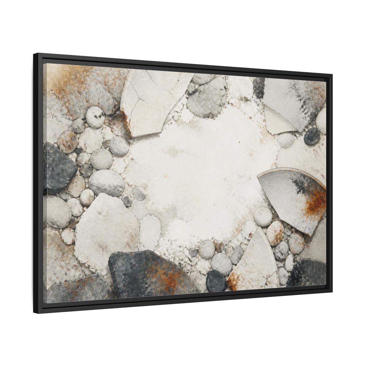 Side Mockup 13. Wabi Sabi Ceramic Shard shown as framed canvas print
