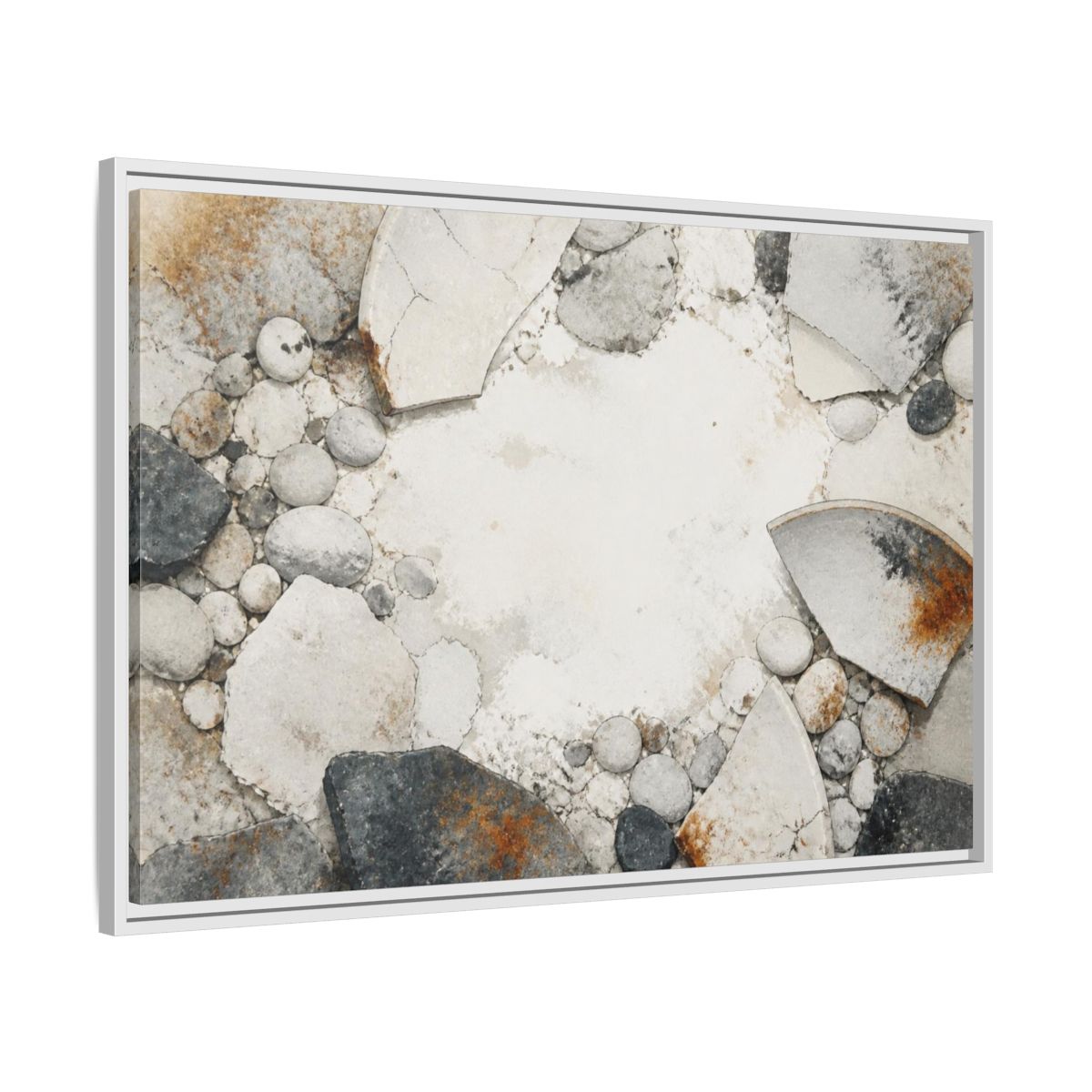 Side Mockup 9. Wabi Sabi Ceramic Shard shown as framed canvas print
