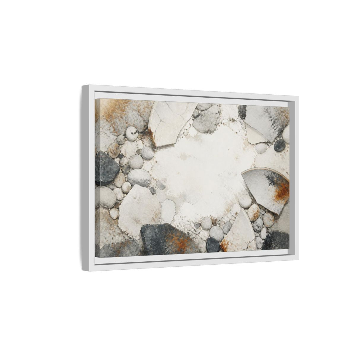 Side Mockup 4. Wabi Sabi Ceramic Shard shown as framed canvas print
