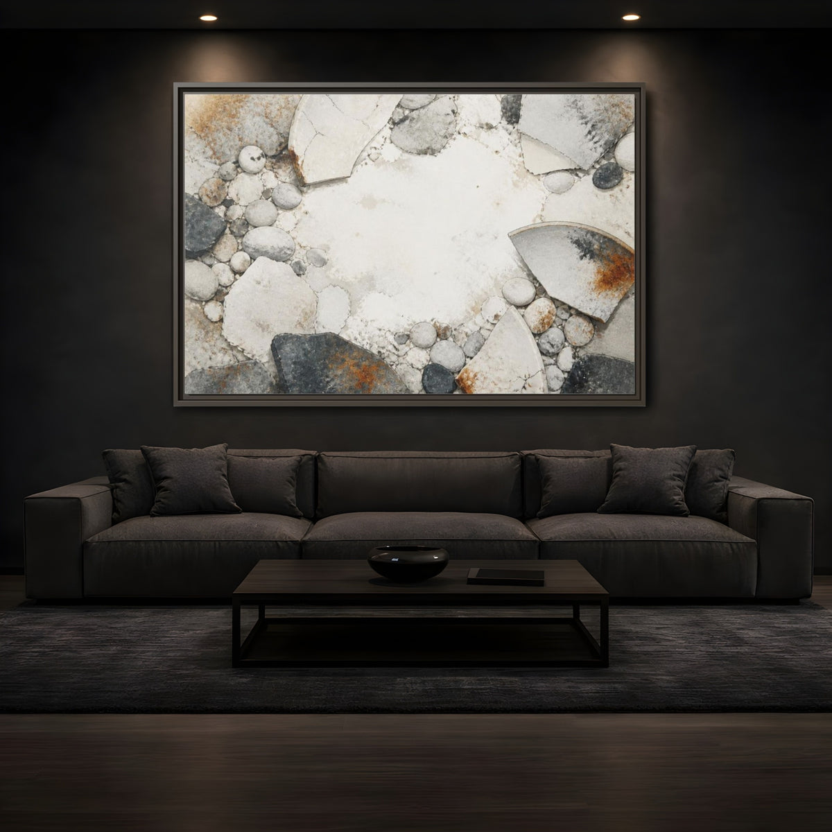 Mockup 3. Wabi Sabi Ceramic Shard shown as framed canvas print